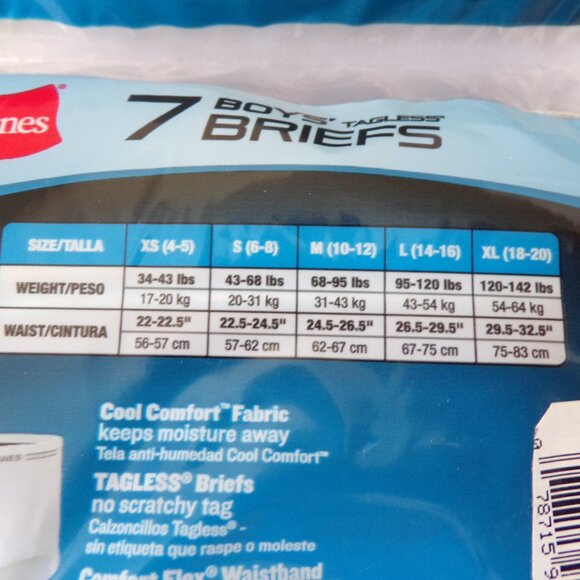 Hanes Boys Tagless Briefs Large 14-16 confortflex waistband 6 pair Blue Grey  99 - Picture 5 of 5